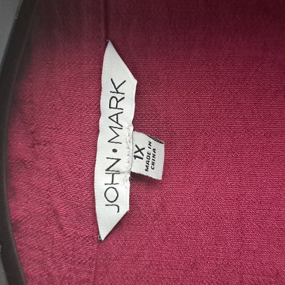 John Mark Solid Woven Wire Collar 3/4 Batwing Sleeve Button Front Tunic - Picture 4 of 7